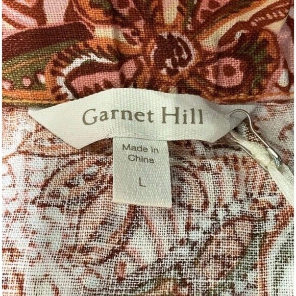 Garnet Hill Womens Garden Floral Linen Midi Skirt L New - Boho Pockets Western - Picture 2 of 8